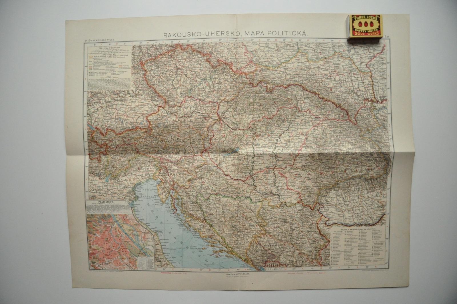 RAKÚSKO-UHÉRSKO - MAPA 1924 - NÁSTUPNÍCKE ŠTÁTY - ČESKOSLOVENSKO - Staré mapy a veduty
