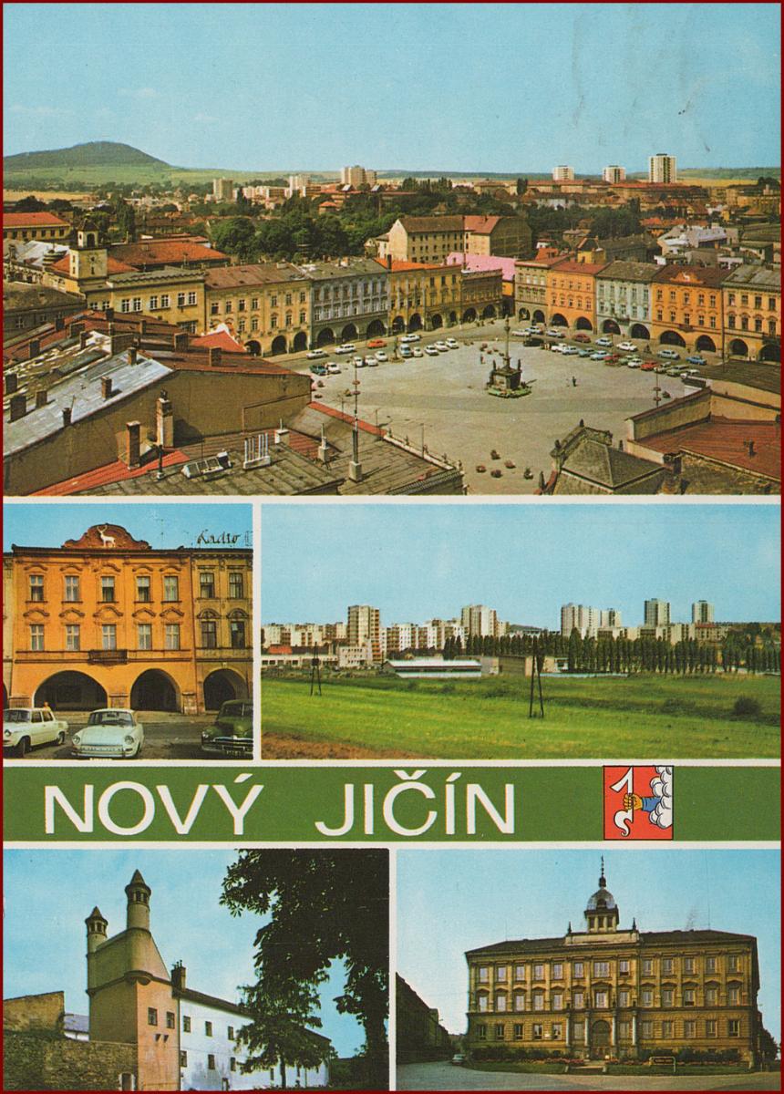 Nový Jičín * erb, heraldika, časti mesta, okienková koláž * B390 - Pohľadnice miestopis