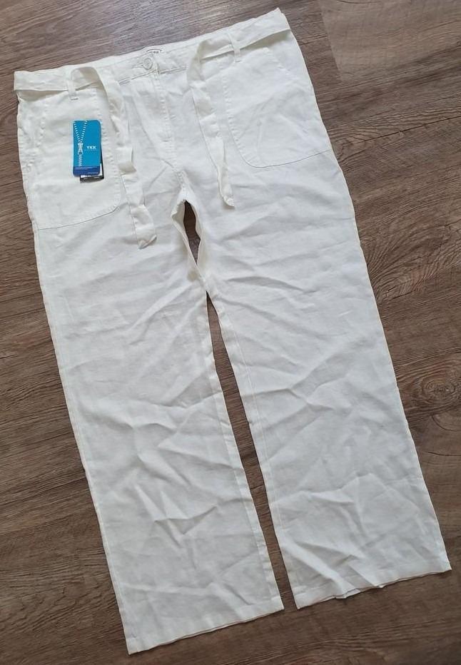 nové ľanové nohavice s viazaním v páse Avenue UK 18/46 L - Dámske oblečenie