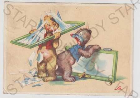 Salač, medvede, humor, kolorovaná - Zberateľstvo