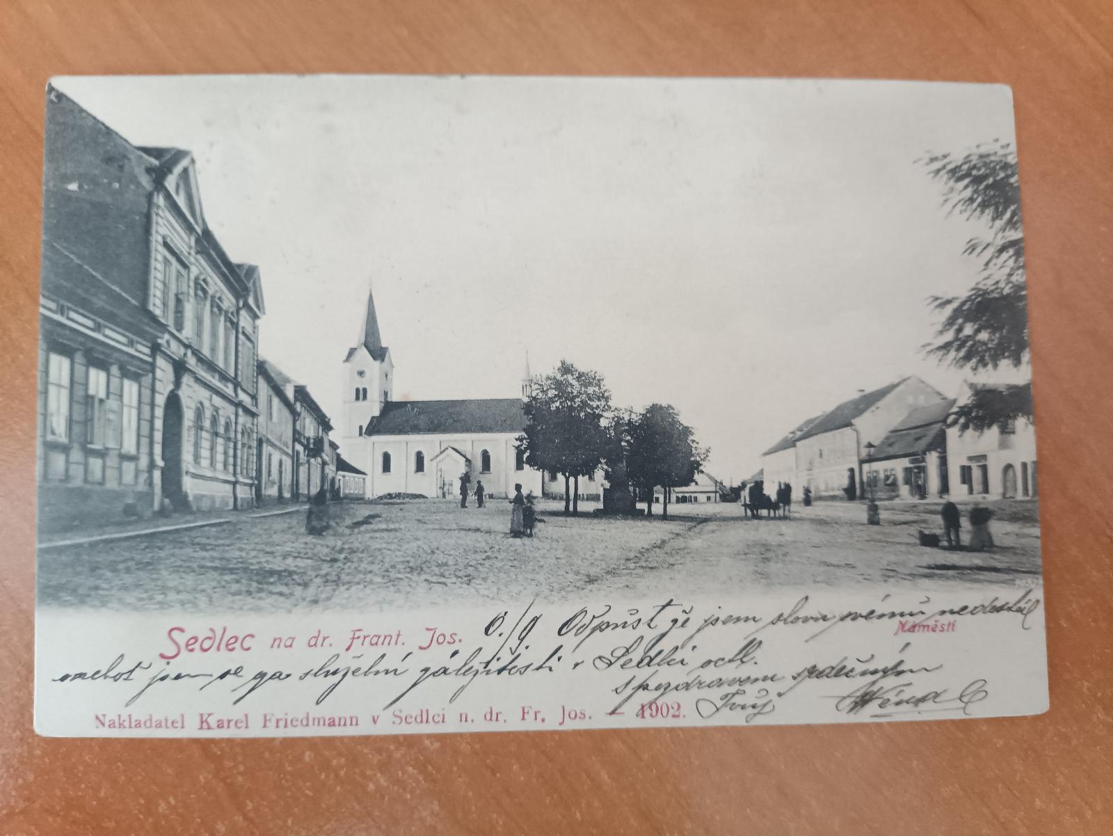 Listy Sedlec na dráhe Frant. Jozefa (dnešný Sedlec-Prčice) 1903 - Pohľadnice miestopis