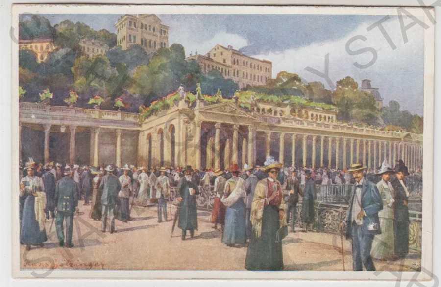 Karlovy Vary (Karlsbad), prameň, kolonáda - Pohľadnice miestopis