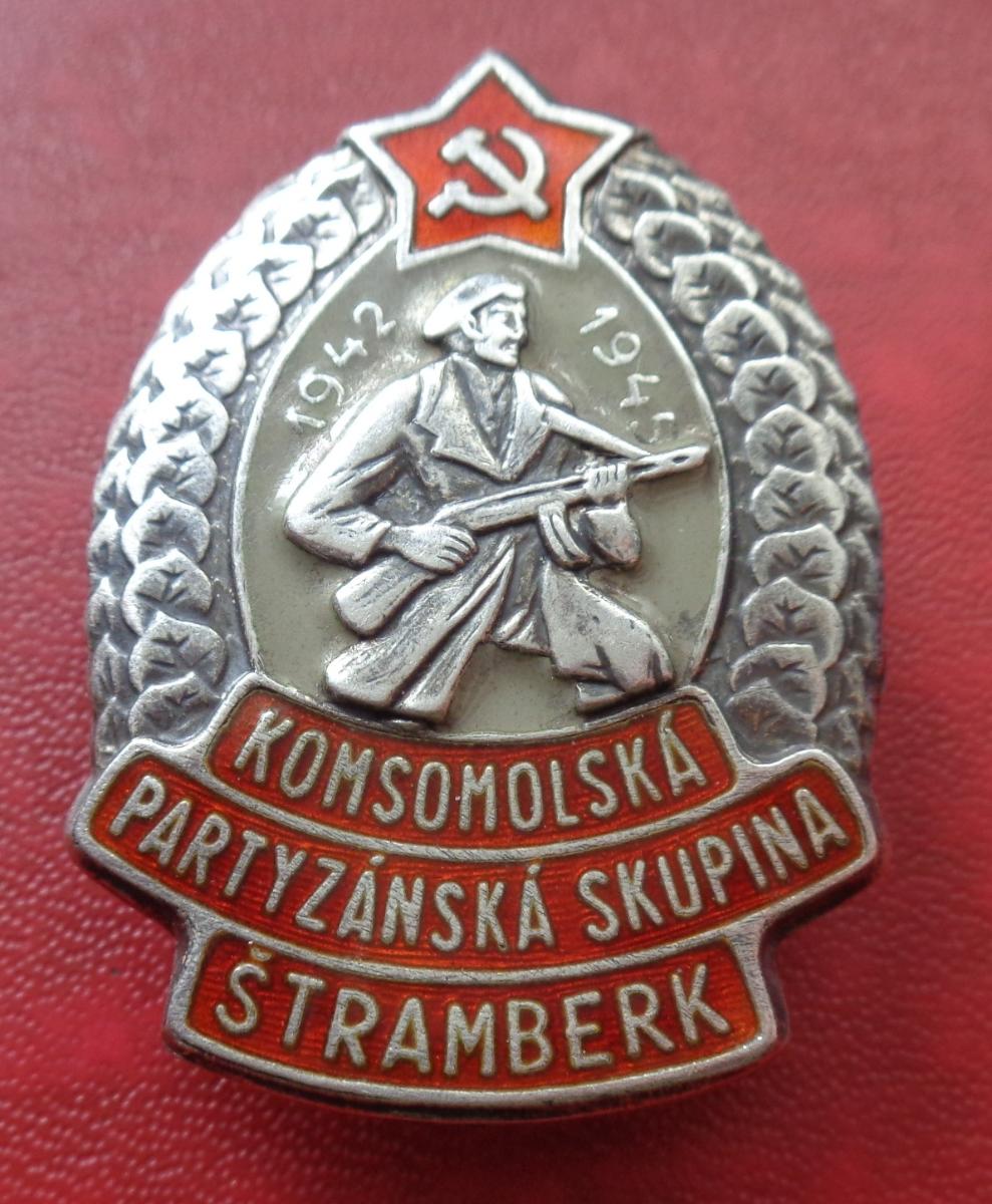 Československo. Odznak Partizánska Skupina Štramberk č: 04 Striebro rád - Zberateľstvo
