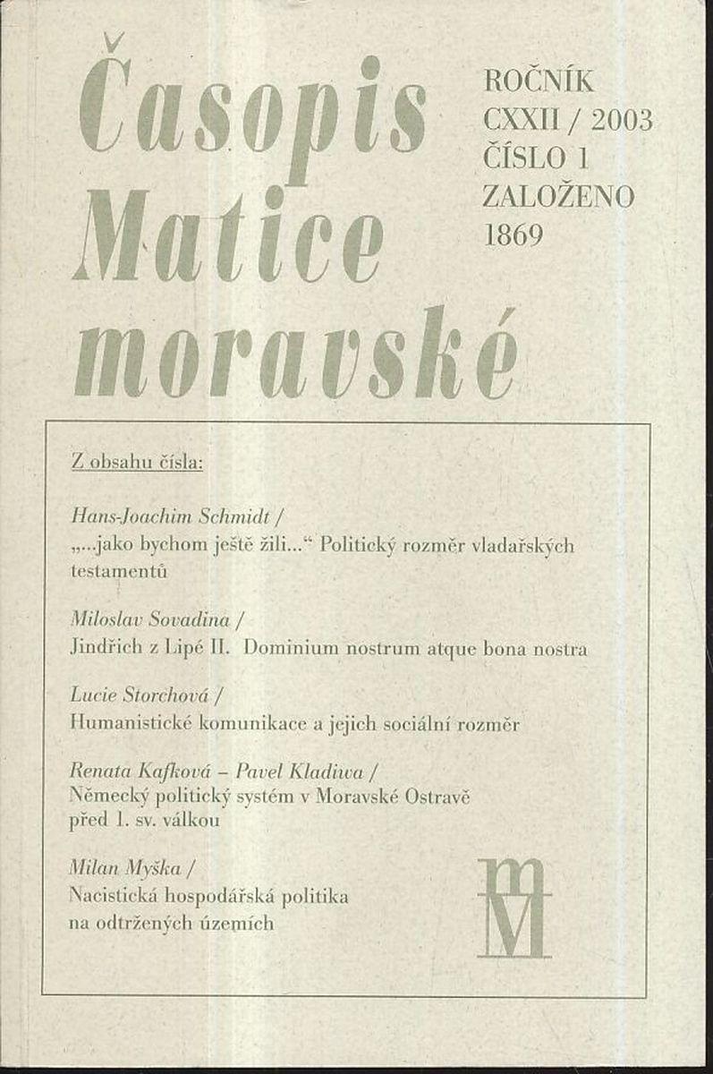 Časopis Matice moravskej, r.CXXII / 2003, č.1 - Knihy a časopisy