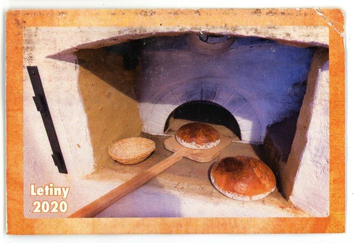 KK kartičkový kalendár Letiny/kostol Letiny 2020, foto pečenia chleba - Zberateľstvo