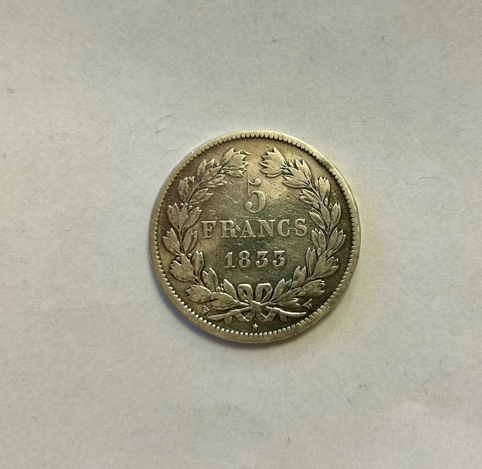 5 Francs 1833 Louis Philippe 1 Francúzsko - Numizmatika