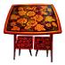 Maľovaný stolík a 2 stoličky z masívu - ruský kvetinový štýl - Nábytok