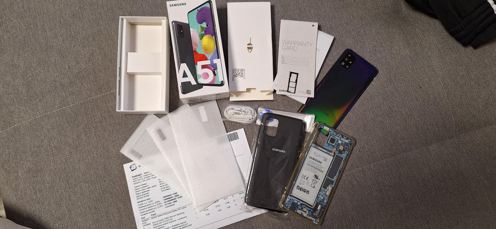 Samsung Galaxy A51 krabice, slúchadlá, kryty, sklá - Mobily a smart elektronika