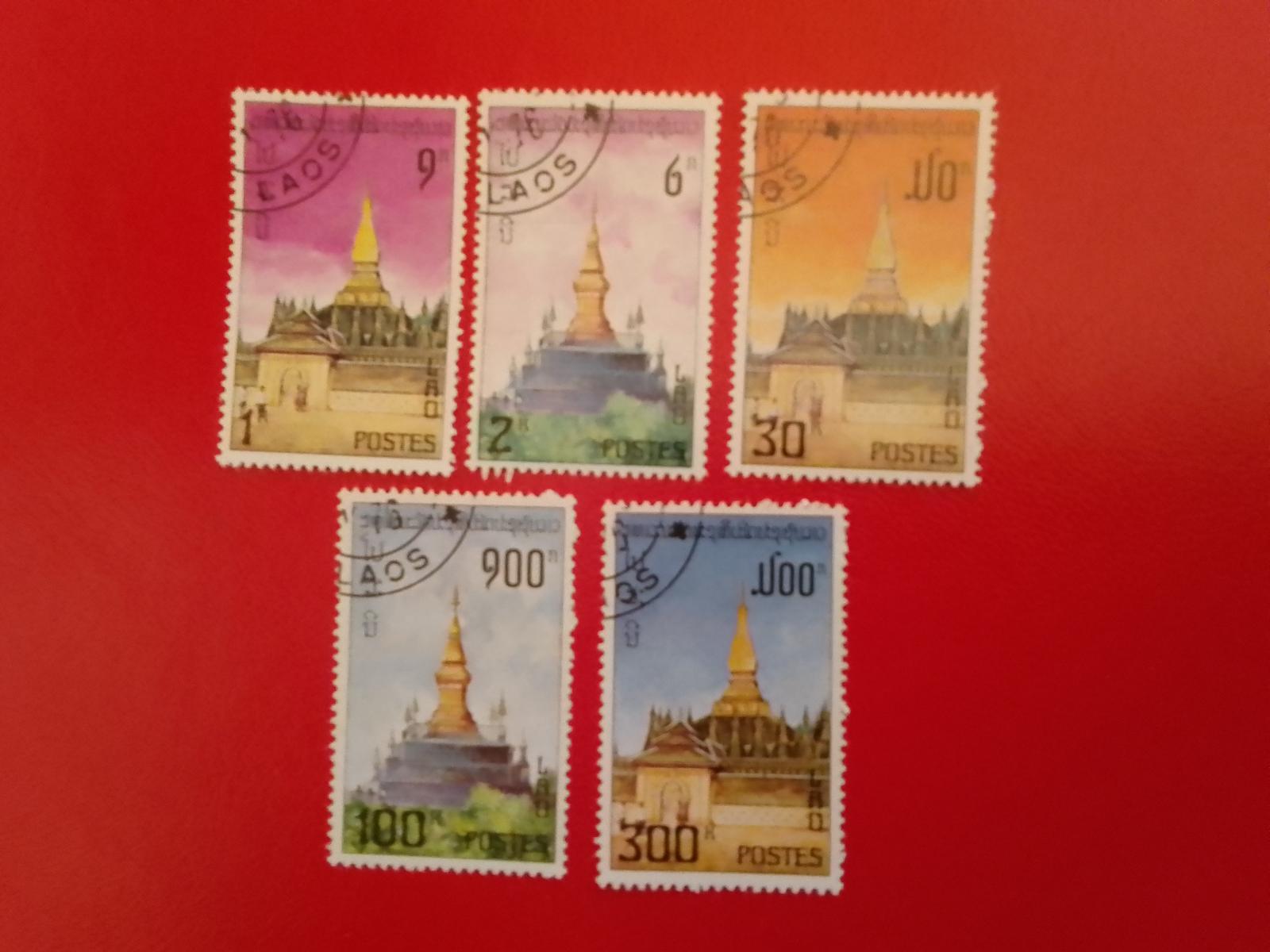 Zn.Laos č.442-47 stavby,pagody. 8,-Eu - Známky
