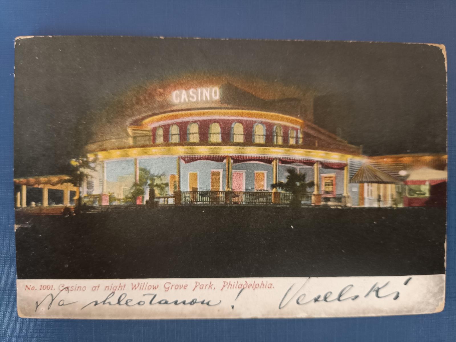 USA - Casino v noci Willow Grove Park, Philadelphia - Pohľadnice