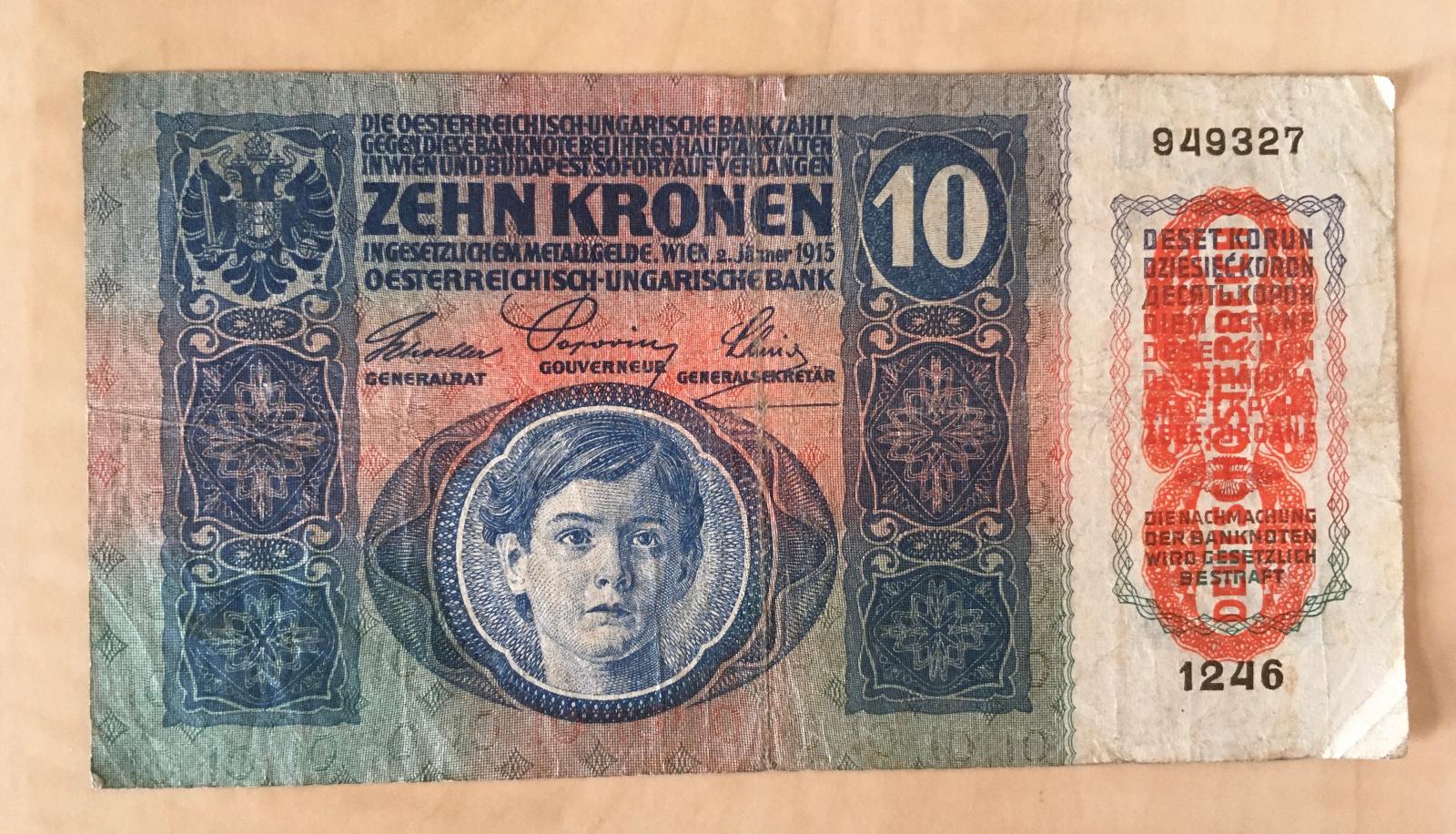 10 Korún, Zehn Kronen, 1915, Wien - Zberateľstvo
