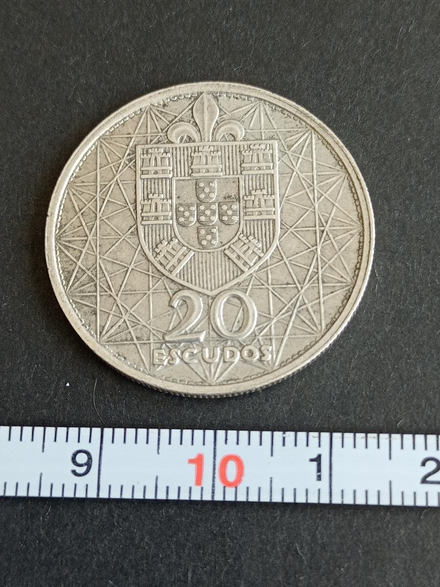 Portugalsko strieborné 20 escudo 1966 - Numizmatika
