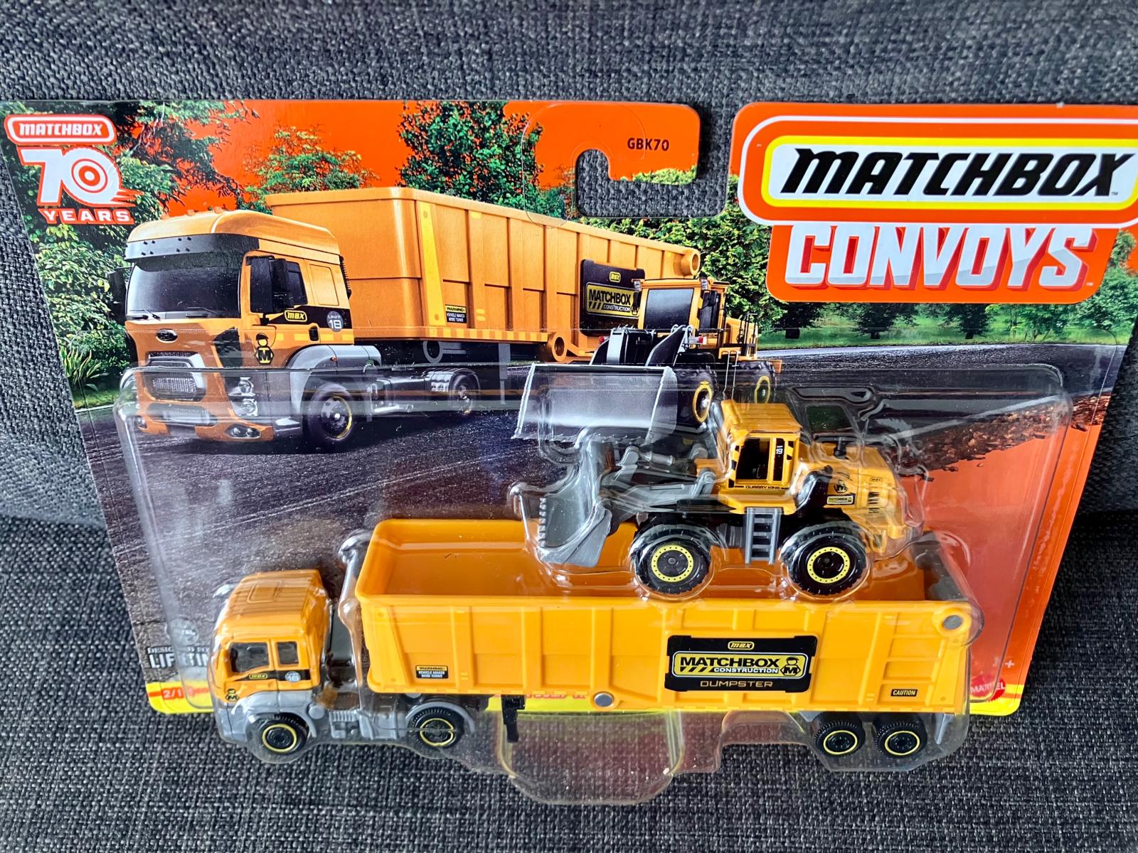 Matchbox Convoy-Ford Cargo & MBX sklápací príves s Quarry King - Angličáky (1:64 a menšie)