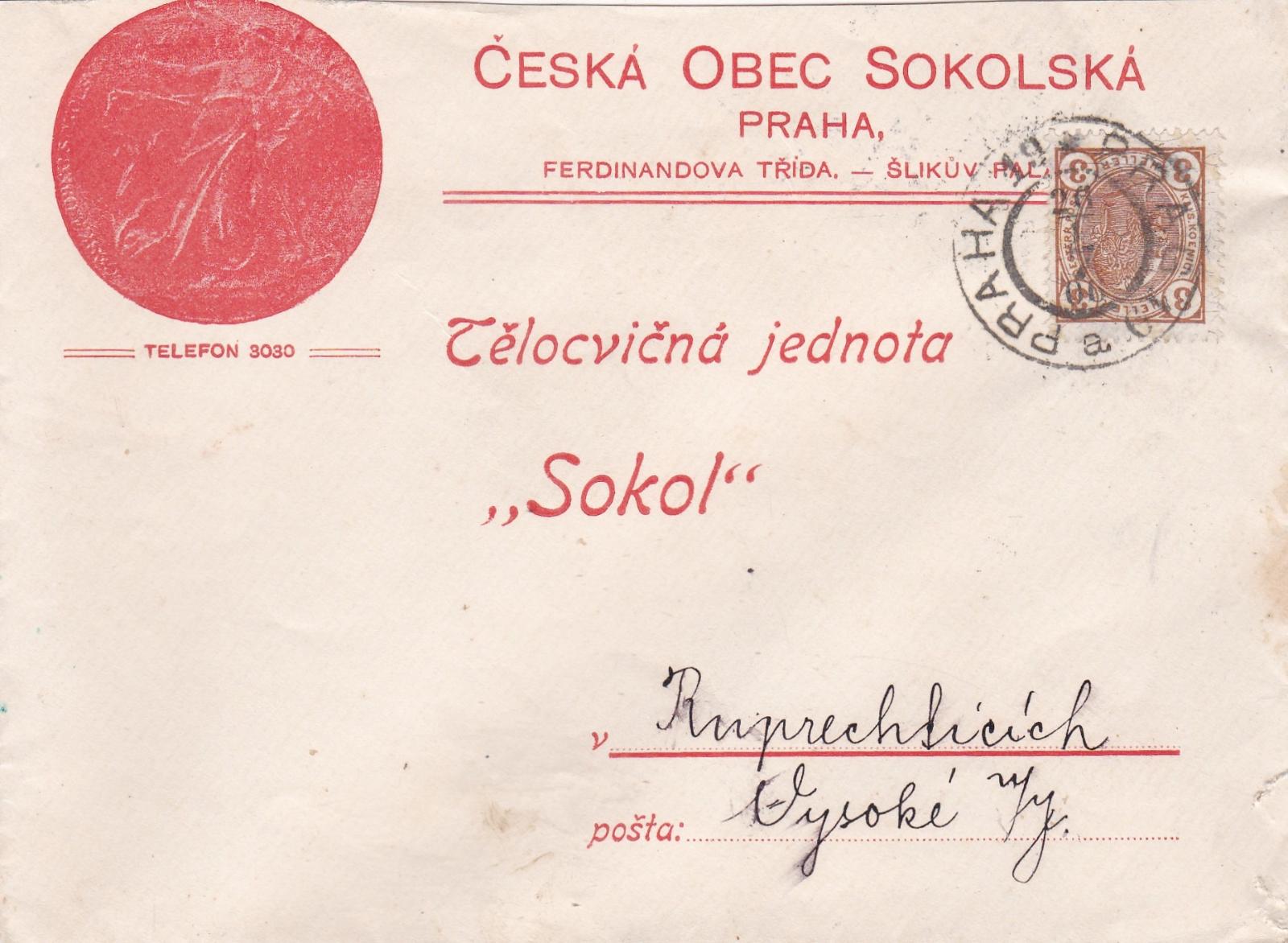 Rakúsko, Sokol Praha -Sokol Roprachtice, prích. Vysoké n. J., Semily - Filatelia
