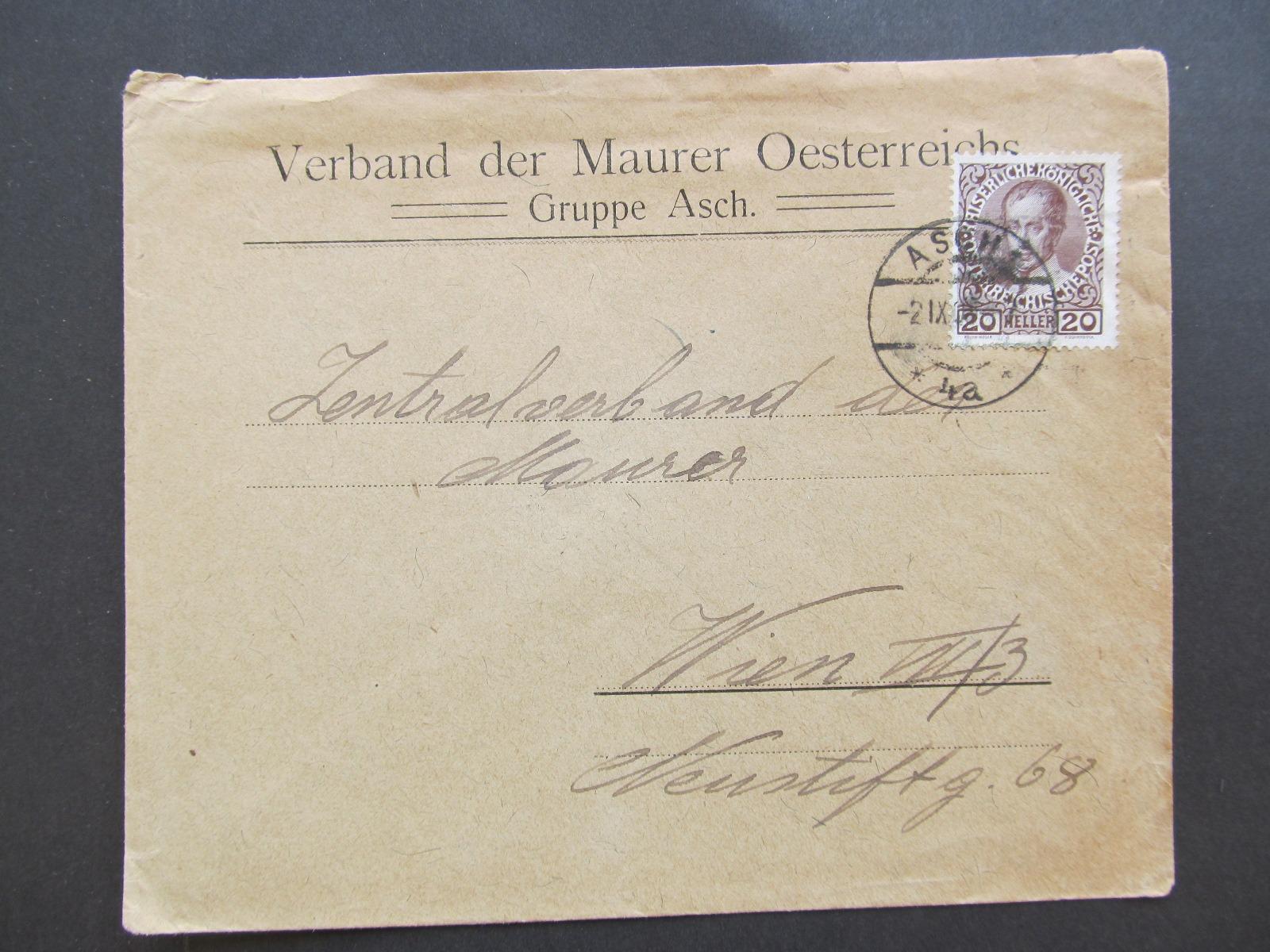 p8608 Asch Aś - Wien Zväz murárov Verband der Maurer - Filatelia