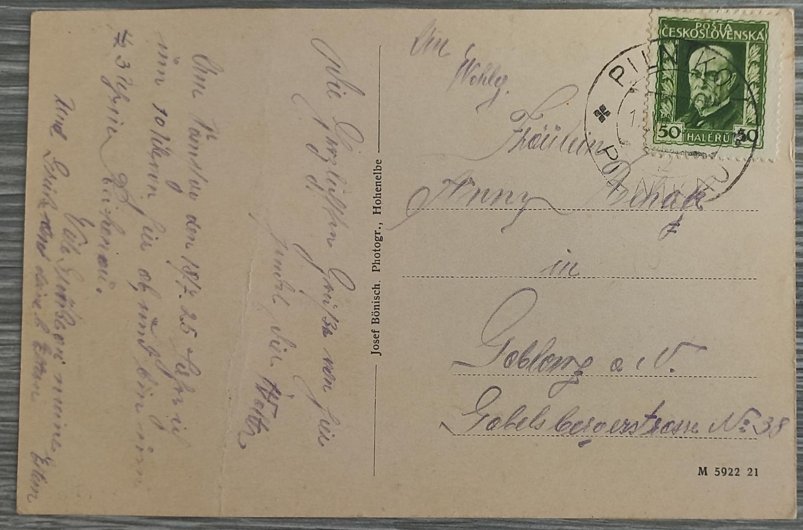Pilníkov - Pilsdorf - okr. Trutnov - krčma Waldschenke - 1923 - Pohľadnice miestopis