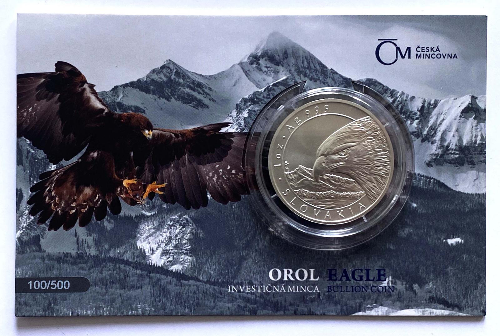 Strieborná uncová investičná minca Orol 2022 stand číslovaný - Numizmatika