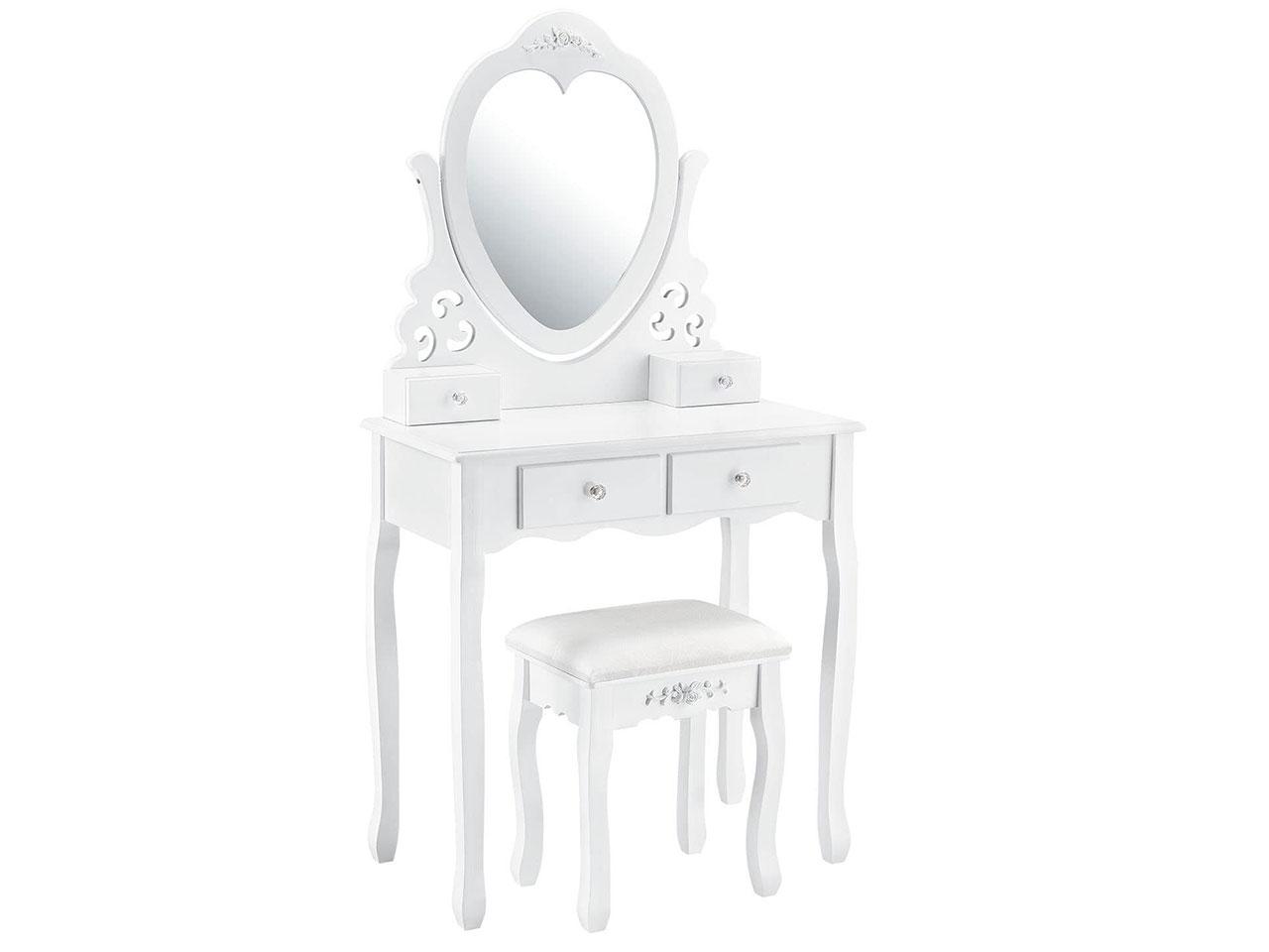 Toaletný stolík Julia 28124, kozmetický stolík so zrkadielkom srdca - A - Nábytok