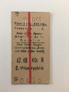 Starý železničný lístok - 0436 - Gottwaldov-Zlín A