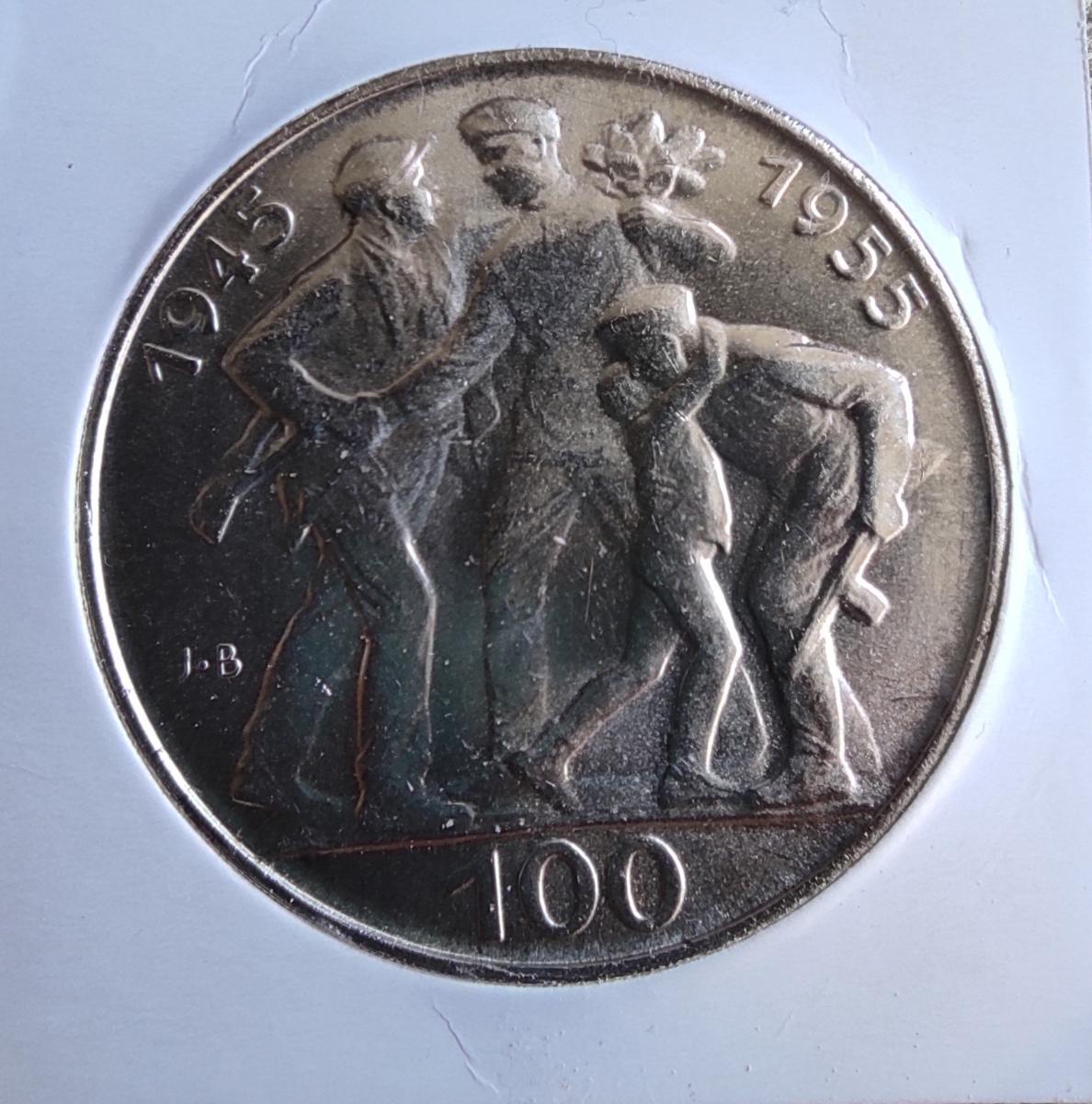 100 Koruna 1955 Pamätné mince -10.výročie oslobodenia Československa - Numizmatika