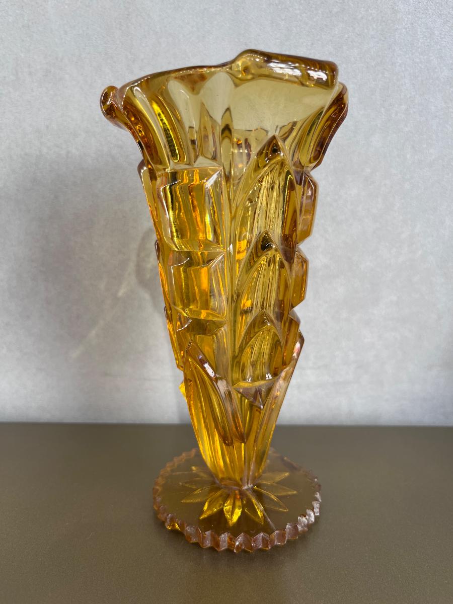 Váza - ART DECO - ambrový krištál - Starožitnosti