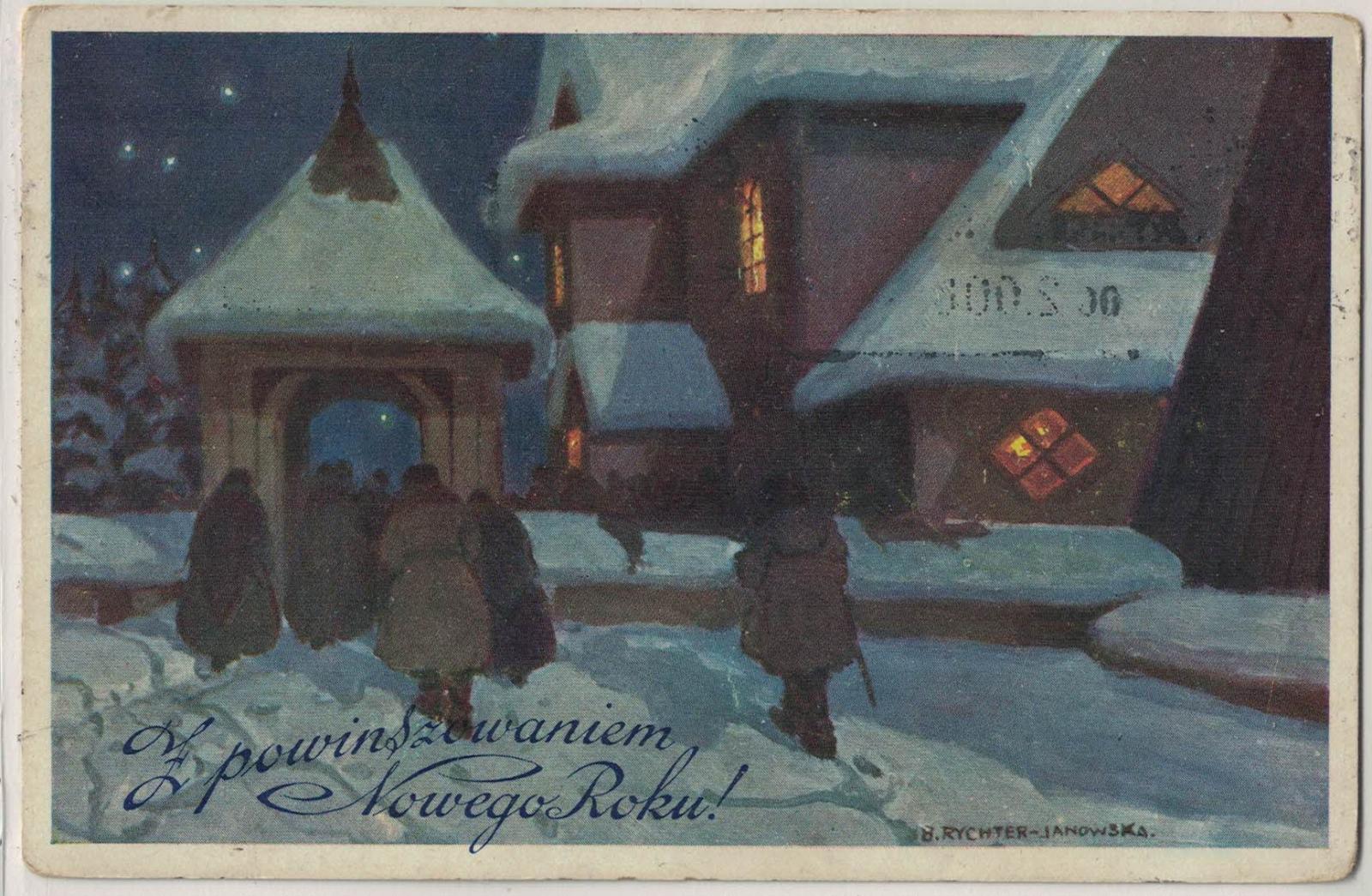Nový rok informačná pečiatka pošty 1936 Poľsko - Pohľadnice