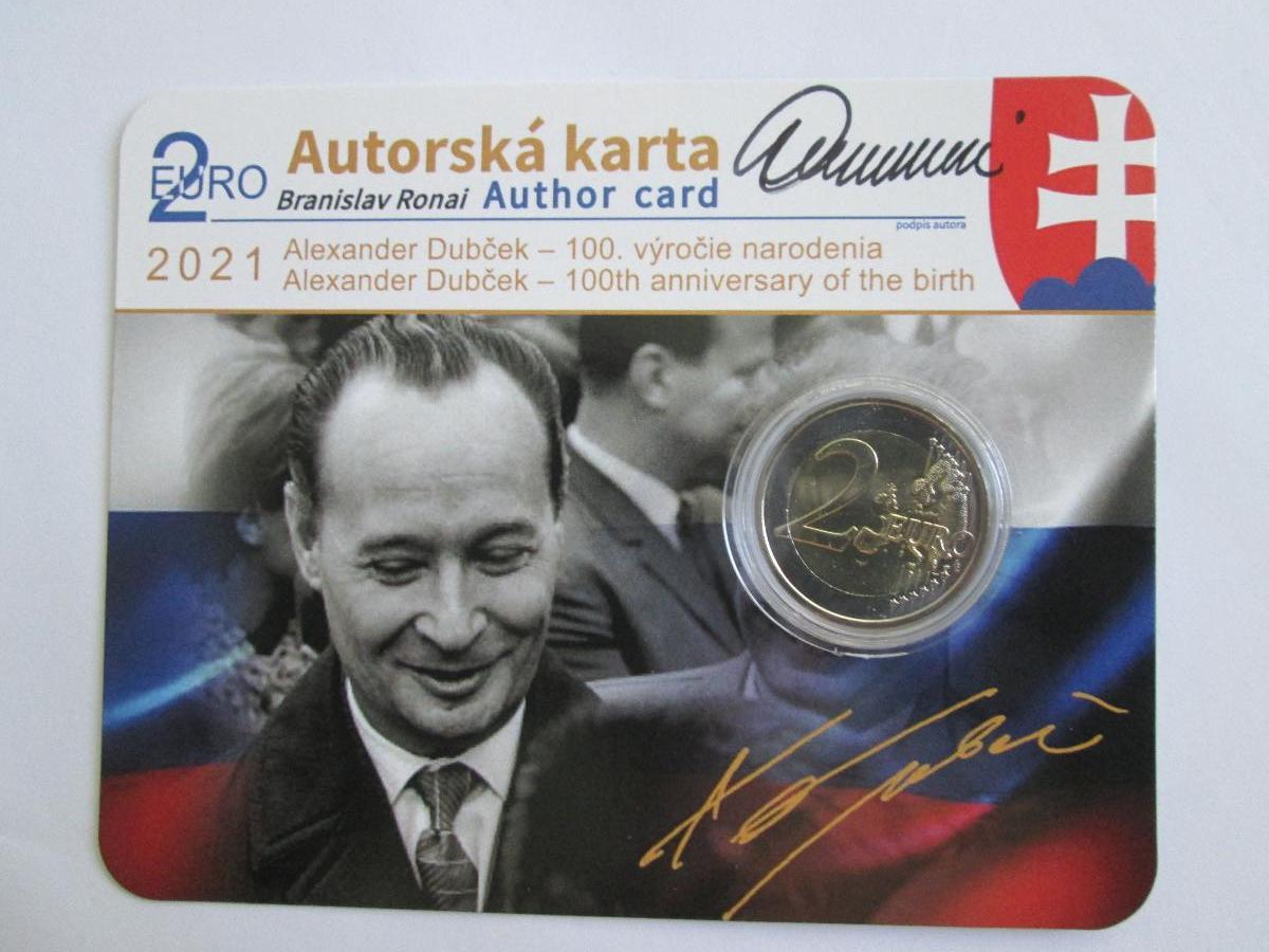 2 Euro Autorská karta A. Dubček 2021 číslo 21 B.RONAI MK - Zberateľstvo