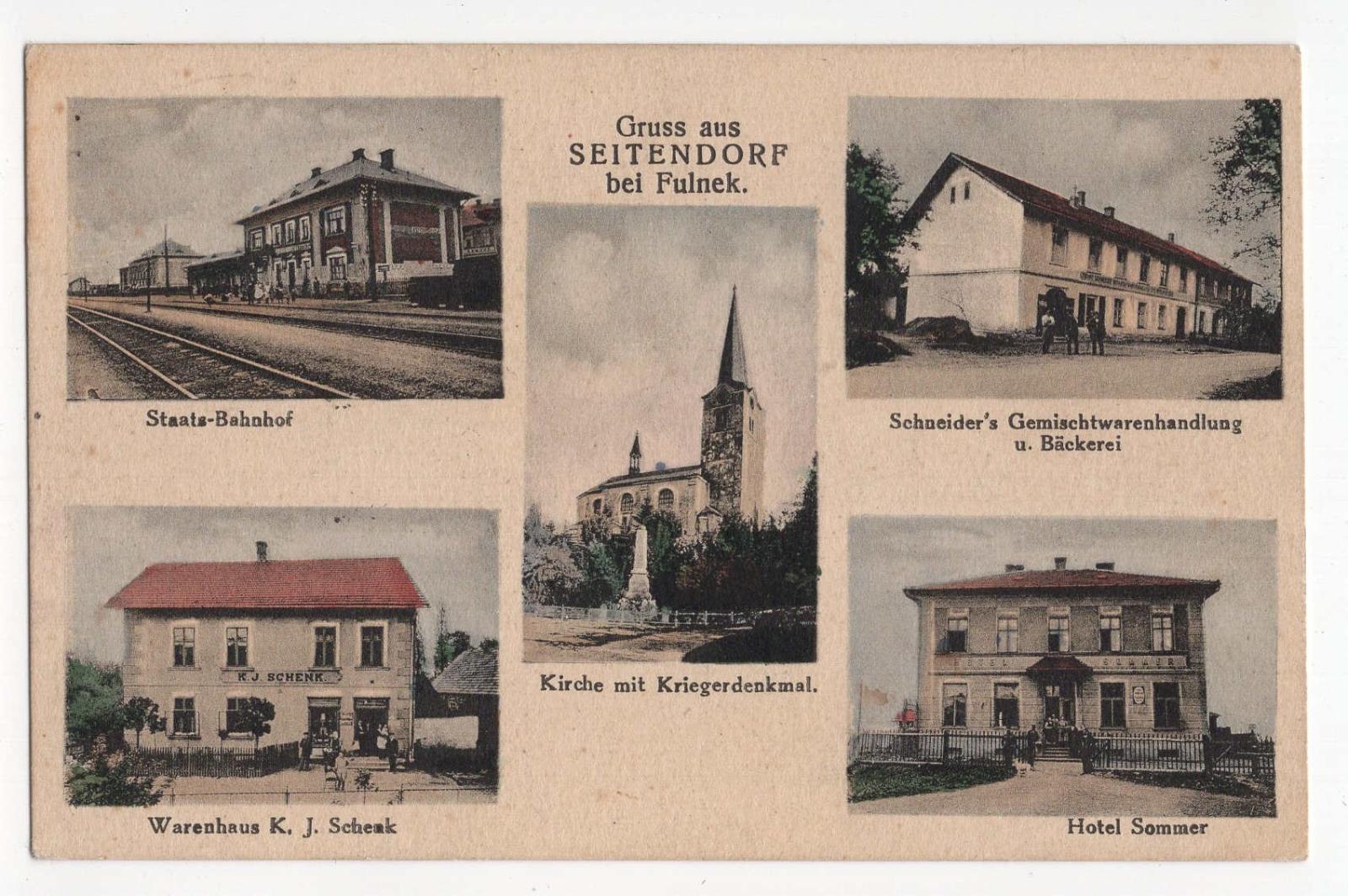 Hladké Životice, Seitendorf bei Fulnek, Nový Jičín, stanica, obchod - Pohľadnice miestopis