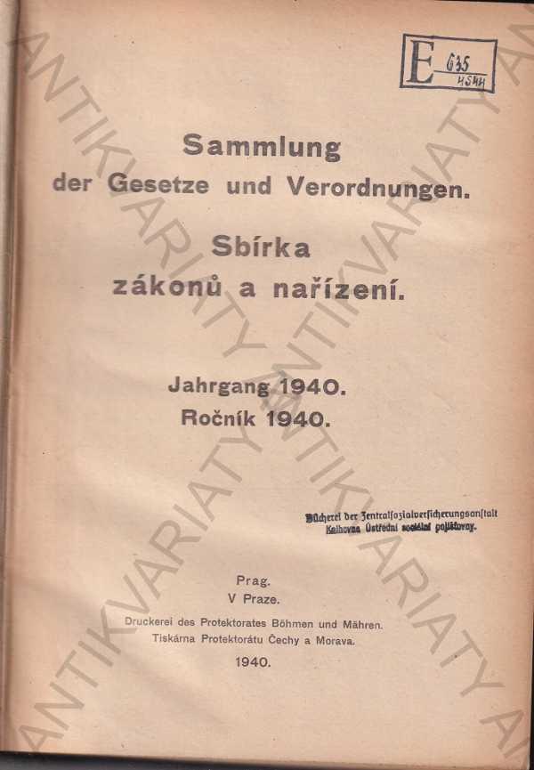 Zbierka zákonov a nariadení ročník 1940 - Knihy