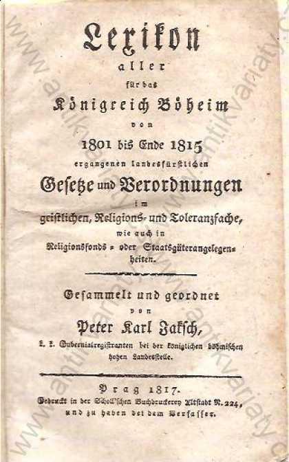Lexikón Allier für das Königreich Böheim von 1801. - Knihy