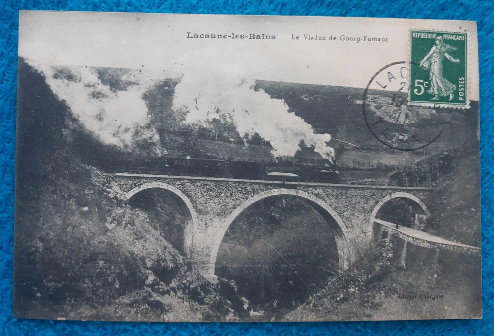 VLAK - LACAUNE LES BAINS - FRANCÚZSKO - 1911 - PEKNÁ RARITA - ŽELEZNICE - Pohľadnice