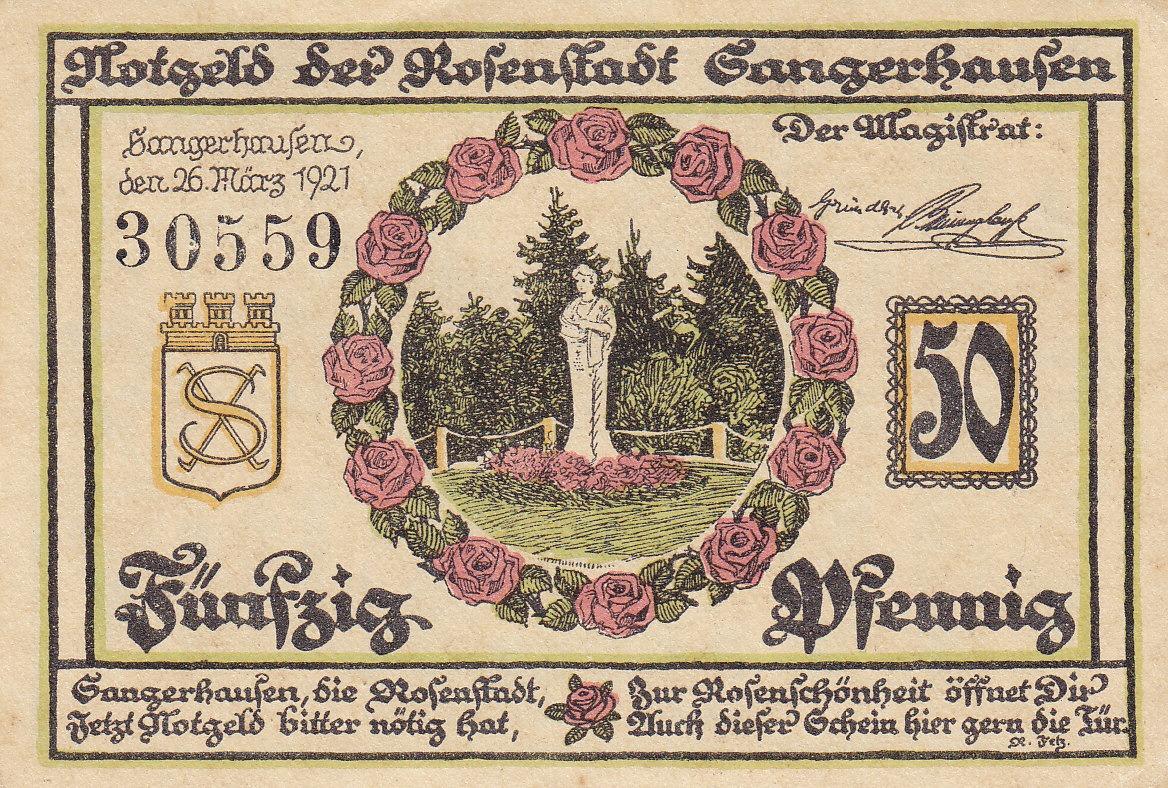 Nemecké núdzovky 1921 - Sangerhausen - 50 Pfennig - Zberateľstvo
