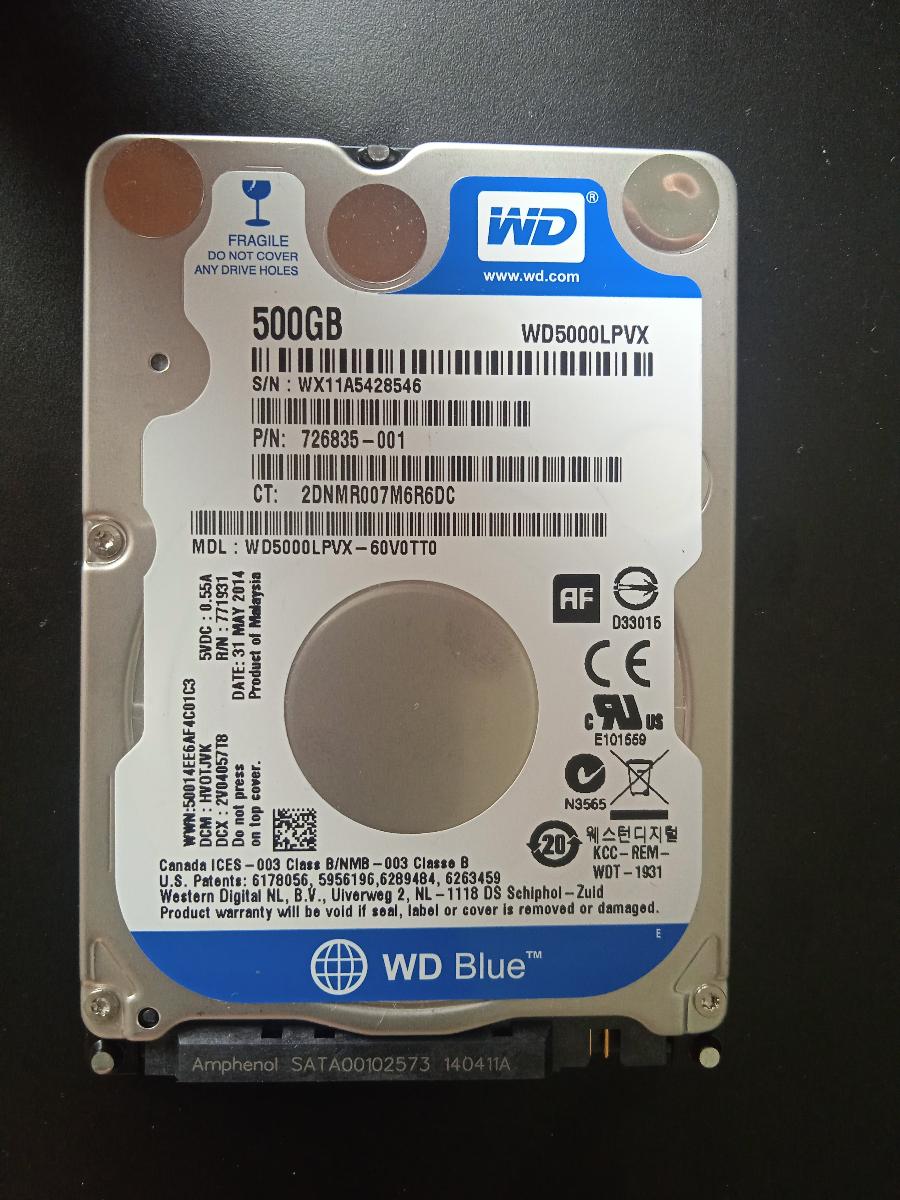 #70 Pevný disk WD WD5000LPVX - 60V0TT0 500 GB - Počítače a hry