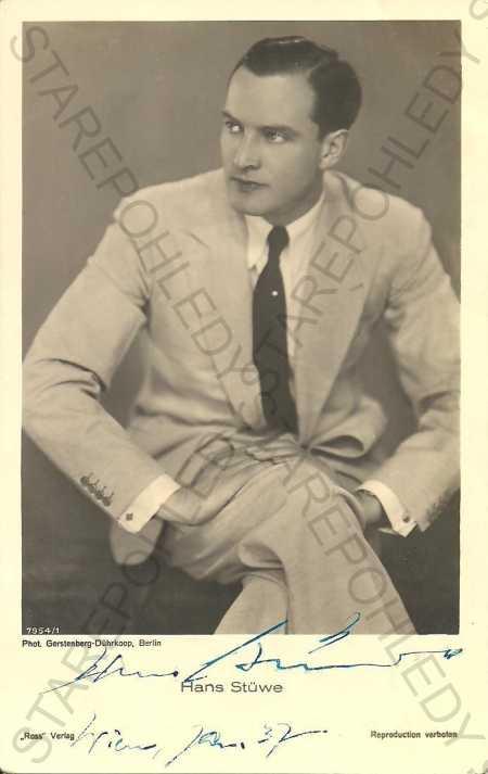 Portrét, Hans Stüwe, nemecký herec, podpísaná - Pohľadnice