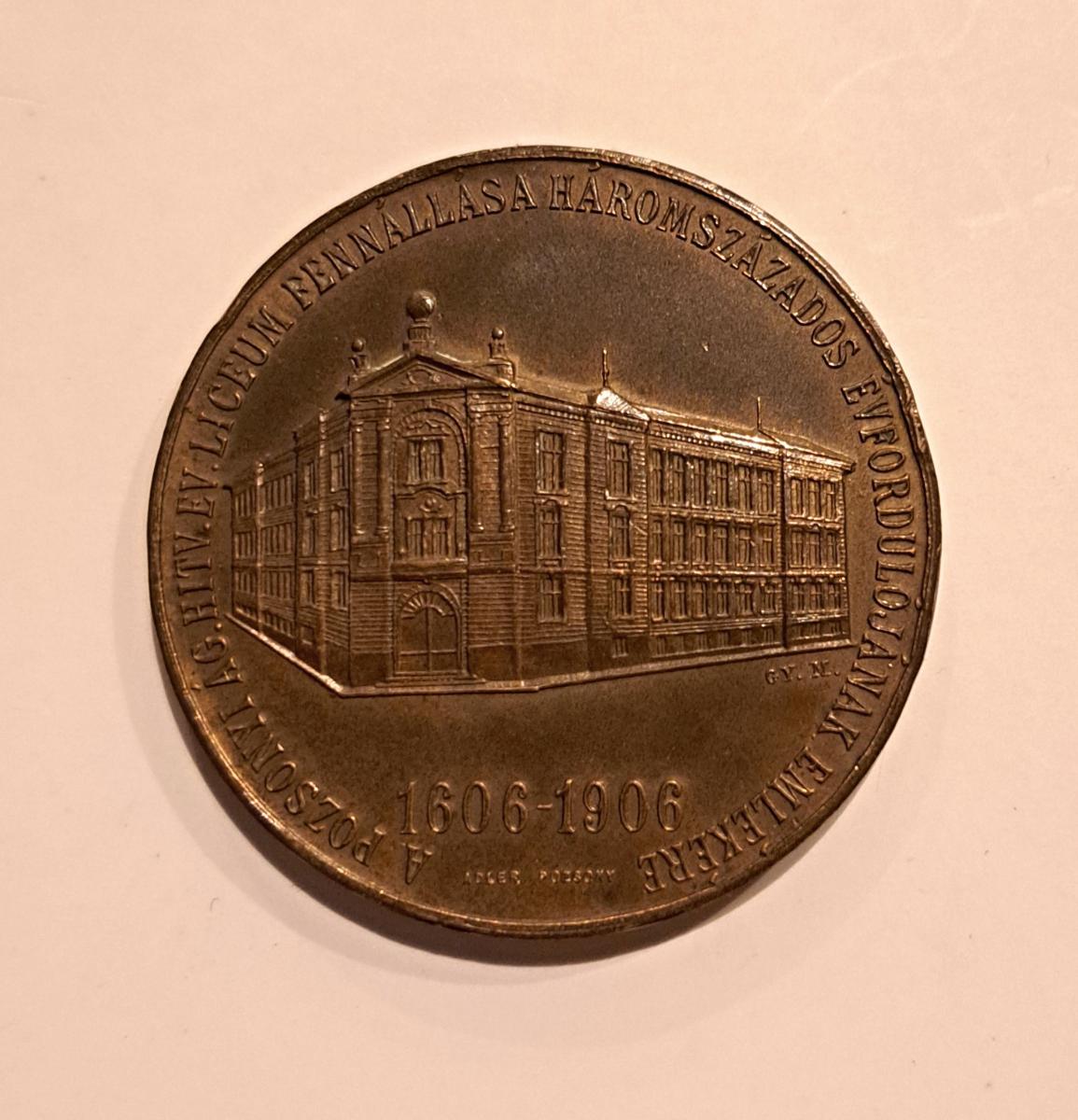 Medaila: Evangelické líceum v Bratislave, 1906- R - Numizmatika