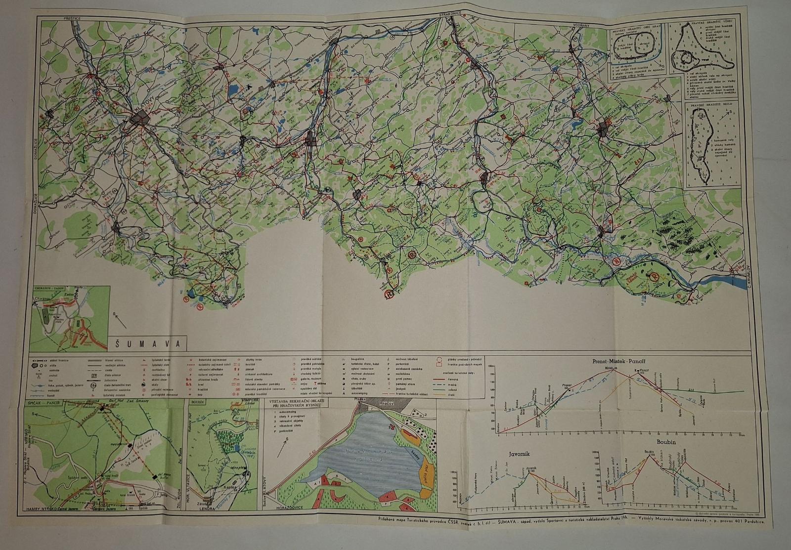 Mapa Šumava, príloha k sprievodcovi 1966, pozostalosť - Staré mapy a veduty
