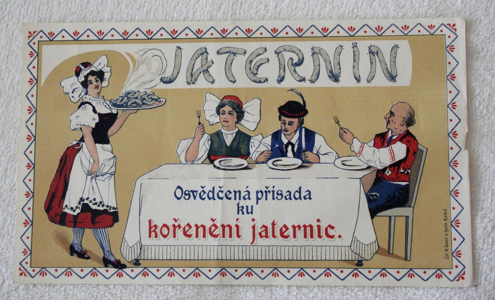 Stará  reklama Jaternin, 30x18 cm - Starožitnosti a umenie