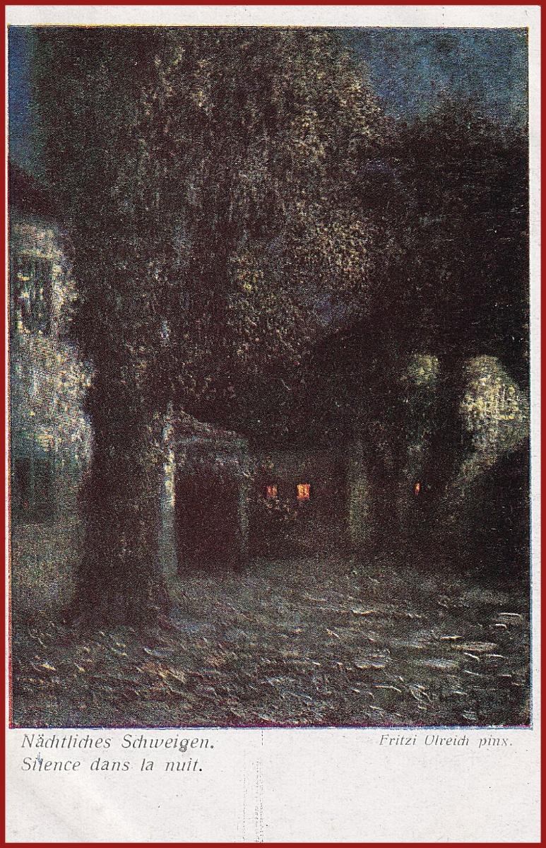 Vidiecky motív * stromy, nočná krajina, sign. Ulreich * M4802 - Zberateľstvo