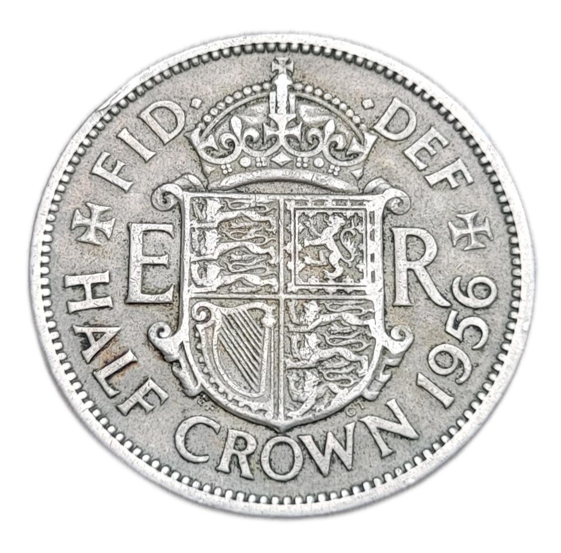 ✅Veľká Británia 1/2 koruny 1956 - Kráľovná Alžbeta II. (1953 - 1967) - Numizmatika