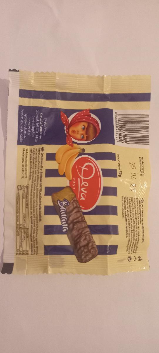 Obal od čokolády Deva Trebišov banánová, verzia 2024, nie je tu čokoláda - Zberateľstvo