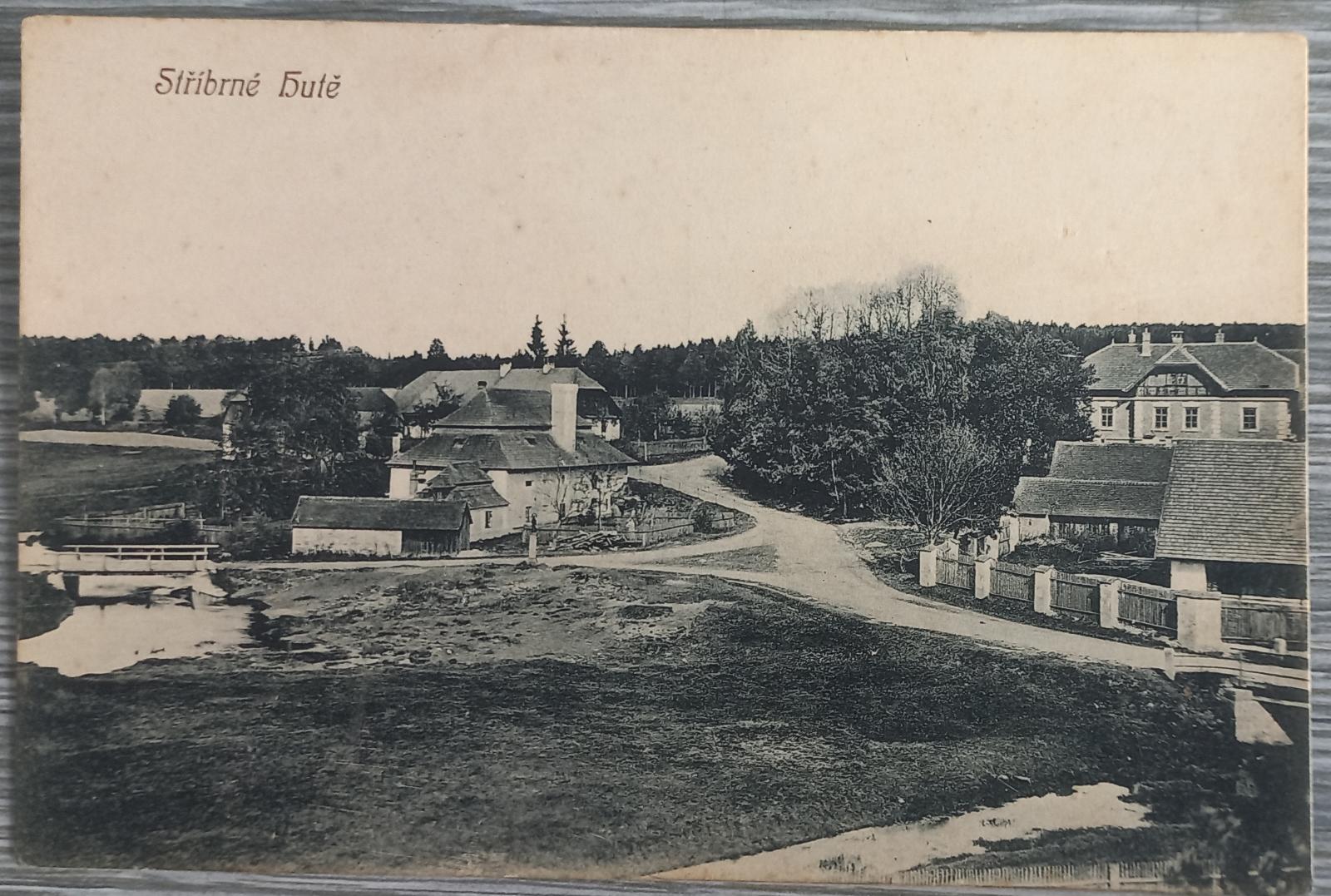Strieborná Huť - Chýnov - okr. Tábor - pekný záber ulice - 1914 - Pohľadnice miestopis