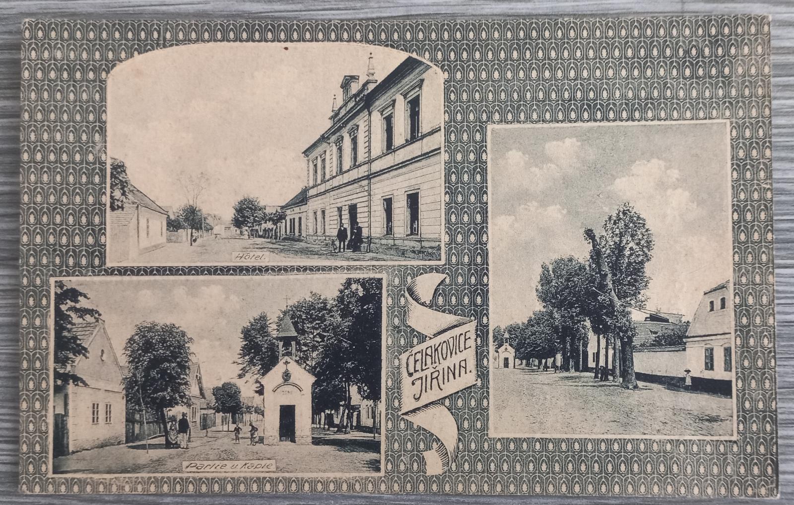 Čelákovice - Jiřina - pekné zábery - okienková koláž - 1925 - Pohľadnice miestopis