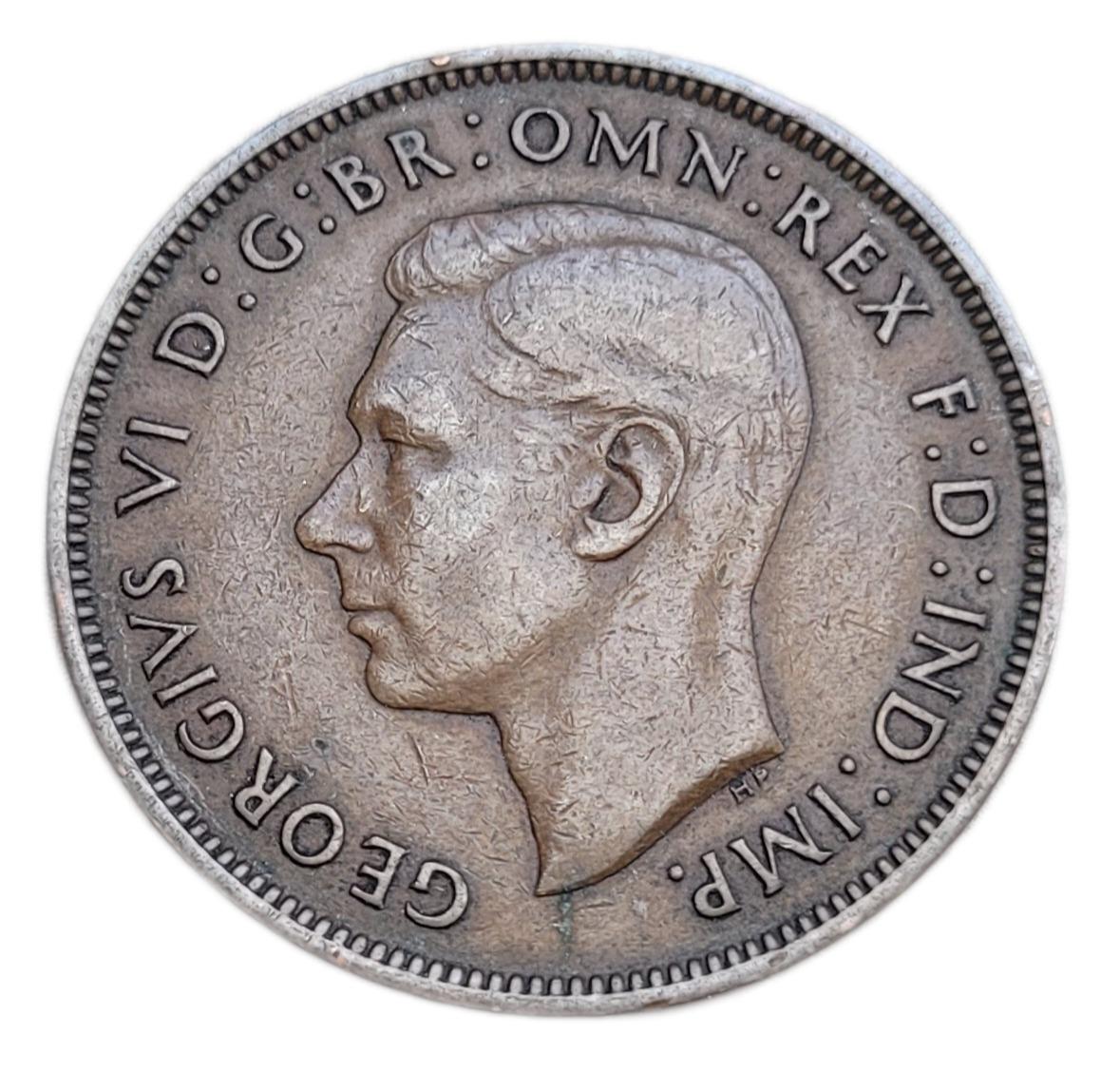 ✅Veľká Británia 1 pence 1937 - Kráľ Juraj VI. (1937 - 1952) - Numizmatika