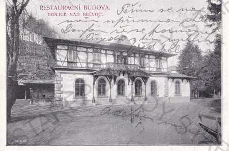 Teplice NAD Bečvou (Přerov), reštauračná budova - Pohľadnice miestopis