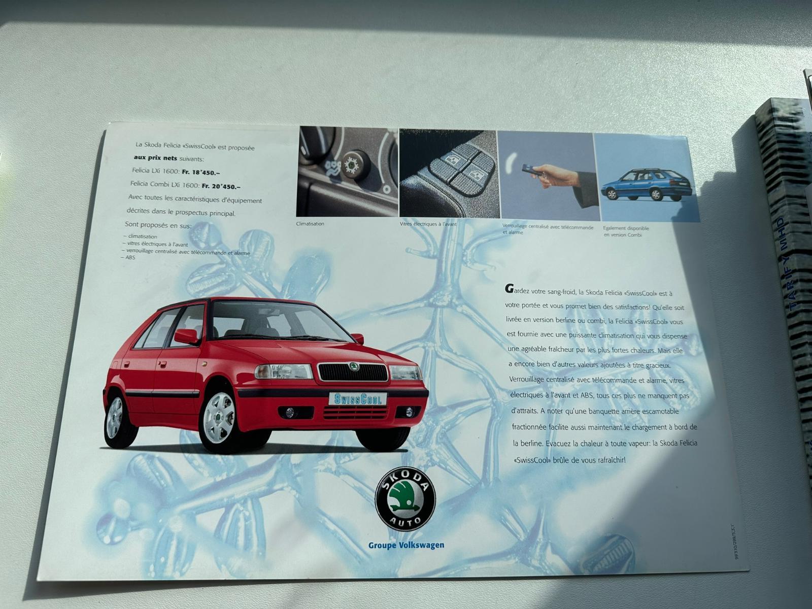 Škoda Felicia SwissCool, 1999, 2 strany, francúzsky - Motoristická literatúra