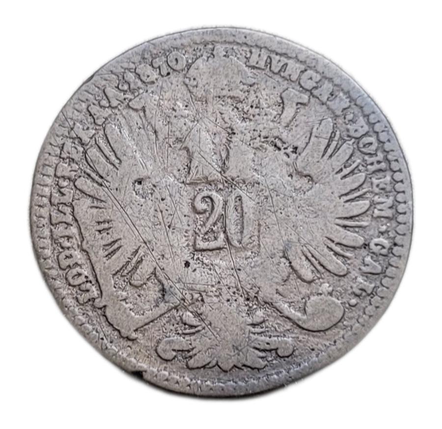 ✅Rakúsko 20 krajčírov 1870 - Rakúsko-uhorský forint (1857 - 1892) - Numizmatika