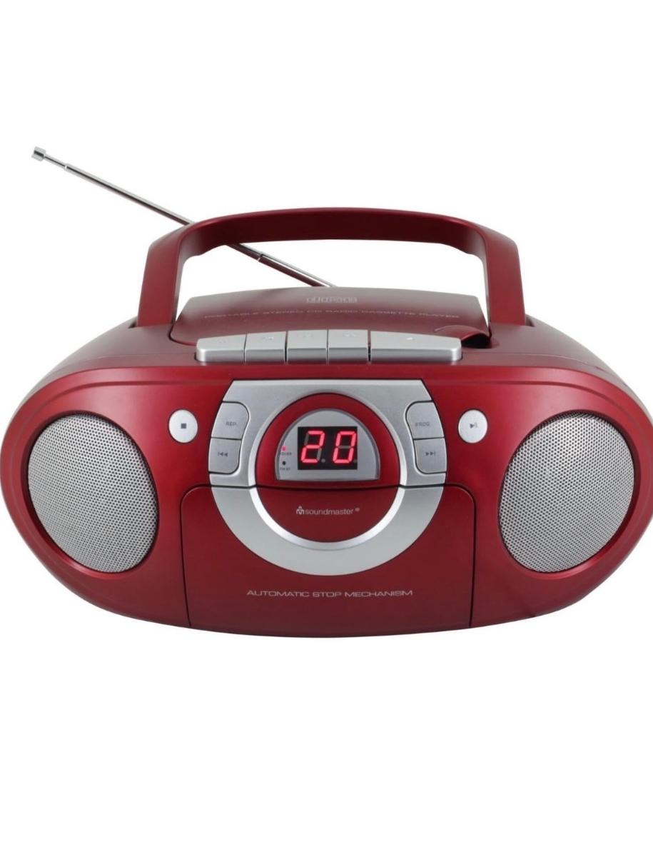 Rádiomagnetofón Soundmaster SCD5100RO s CD prehrávačom v červenej farbe - TV, audio, video
