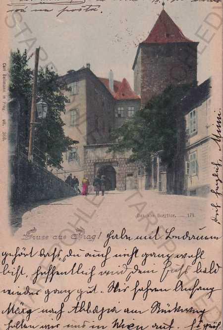 Praha 1 pražský hrad brána farebná, DA - Pohľadnice miestopis