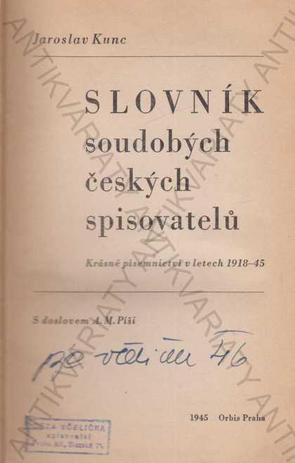Slovník súčasných českých spisovateľov-1. diel 1945 - Knihy
