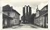 Benešov, ulica so zrúcaninou kláštora, 1949, nákl. J. Švec, Praha - Pohľadnice miestopis